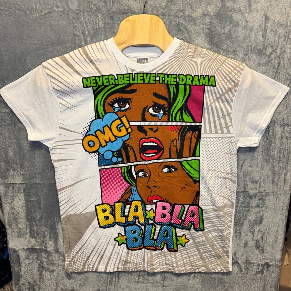 2012‎ | NWOT Comic Graphic Never Believe the Drama Streetwear T-Shirt White XL